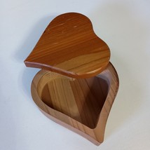Vintage Handmade Wooden Pivot Lid Heart Shaped Trinket Box 5” Signed 1991 - $14.81