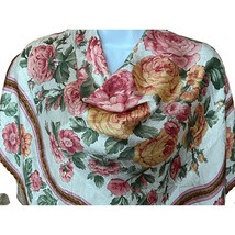 Casca Floral Square Scarf Cabbage Rose Silky Golden Shimmery Hand Rolled... - £31.89 GBP