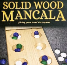 Solid Wood Mancala Game Set OB Wooden Tray With Storage Cardinal Games BGS - $19.99