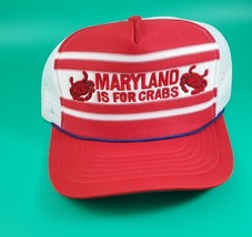 VTG Maryland is for Crabs Mesh &amp; Foam Trucker Hat Cap Snapback Red &amp; White OSFM - £12.44 GBP