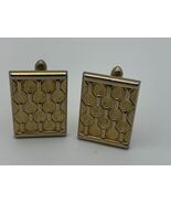 VTG Swank Art Deco Honey Comb Pattern Rectangle Cuff Links Men's Gold Tone - $12.50