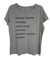 Celebrate Autumn Womens Shirt Size 2XL 20w/22w Pumpkins Gray Short Sleeve  - £15.33 GBP