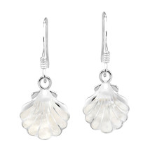 Stunning Seashell w/ White Mother of Pearl Sterling Silver Dangle Earrings - £16.88 GBP