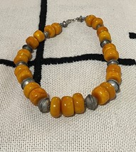 Berber necklace from Morocco with amber beads and antique Tuareg silver ball - £530.81 GBP