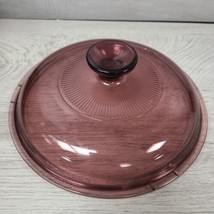 Vintage 8&quot; Pyrex V 2 5 C A Round Cranberry Ribbed Glass Replacement Lid  - £5.26 GBP