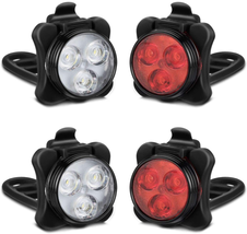 Rechargeable Bike Lights Set, LED Bicycle Lights Front and Rear, 4 Light Mode Op - £20.84 GBP