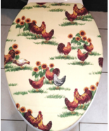 Green Grass Red Rooster Yellow Flower Scenic ELONGATED Toilet Seat Lid C... - $11.49