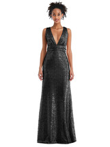 Open-Neck Criss Cross Back Sequin Maxi Dress in Black....TH081....Size XL - £67.58 GBP