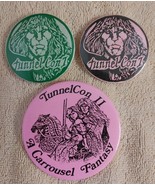 3 Vtg 1990 1992 TunnelCon I II Pins Pinbacks Beauty &amp; the Beast Conventi... - £15.73 GBP