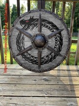 Natale Medievale Grigio Ouroboros Battleward Viking Shield 61cm - £113.39 GBP