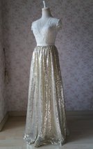 Gold Sequin Maxi Skirt Women Plus Size Sequin Maxi Skirt Holiday Sparkly Skirts image 2