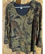 Brittany Black Size 3X Floral Acetate Blend Top - €23,85 EUR