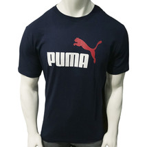 Nwt Puma Msrp $42.99 Ess Logo Men&#39;s Navy Crew Neck Short Sleeve T-SHIRT Size L - $15.53