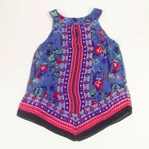 Alyx Lined Boho Women&#39;s Floral Geometric Blue Halter Top  Size Small - $314.23 MXN