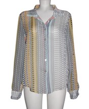 Living Doll Los Angeles Semi-Sheer Bohemian Geo Adj. Sleeves Blouse Wm&#39;s XL - $21.99