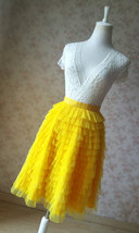 Yellow Knee Length Tiered Tulle Skirt Women Plus Size A-line Tulle Skirt image 5