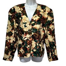 Vintage evan picone brown Hawaiian Business Tropical floral blazer Jacket - $29.69