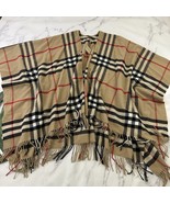 Burberry Cape Poncho Shawl Sweater Wrap One Size New Cashmere Wool Plaid... - $406.19 CAD