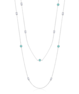 Authentic CRISLU Turquoise and Baguette CZ Long Chain Necklace in Platinum - £119.57 GBP