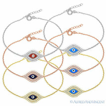 Evil Eye Turkish Nazar Greek Hamsa Kabbalah Charm Crystal &amp; Bead Silver Bracelet - £18.19 GBP