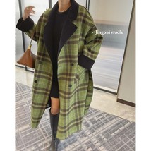 2023 Woman Za Oem Plaid Woolen Tweed Teddy Reversible Blazers Long Jackets Coats - £115.35 GBP