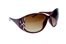 Sunglasses Women Brown Silver Snake Frame Oversize UV400 Brown Lens - £12.03 GBP