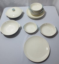 Rare 20 pc China Vtg Royal Doulton 1950&#39;s Mid Century Vista Turquoise/White - £199.37 GBP