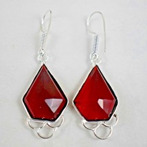 Plata de Ley Rojo Onix Piedra Preciosa Hecho Bisel Fantástico Pendientes Regalo - £26.99 GBP