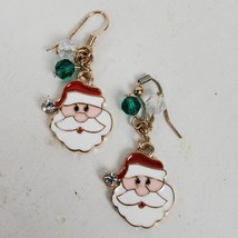 Vintage 1990s Christmas Holiday Santa Clause Head Earrings 1 Inch Dangle... - $13.10