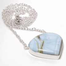 Blue Opal Gemstone Handmade Fashion Ethnic Chain Pendant Jewelry 1.20&quot; SA 320 - £3.98 GBP