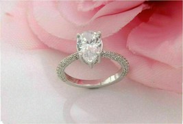 Pear Cut 2.20Ct Simulated Diamond White Gold Plated Engagement Ring in Size 5.5 - £102.96 GBP