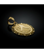 10k Solid Gold Libra Zodiac Sign Filigree Oval Pendant Necklace - £103.83 GBP+