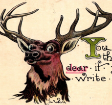 You Will Be The Dearest Dear If You Write Antique Deer Buck Postcard - £9.89 GBP