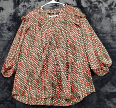 G By Giuliana Blouse Top Womens Size 2X Multi Polka Dot Polyester Button Front - £19.86 GBP
