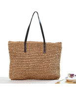 Women Straw Beach Bag Travel Holiday Vacation Leisure Handmade Woven New... - £22.50 GBP