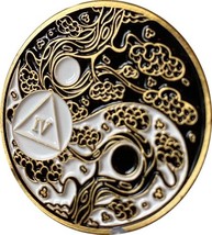 RecoveryChip 4 Year AA Medallion Sakura Tree Cherry Blossom Ying Yang Bl... - $9.89