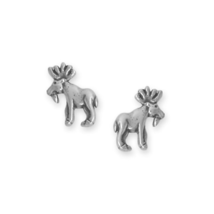 Oxidized Sterling Silver Moose Stud Earrings - £17.32 GBP