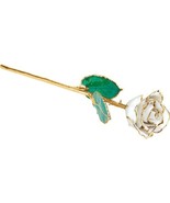 24k Gold Dipped Sparkle White Lacquer Real Rose Valentine&#39;s Day Holiday ... - $121.00