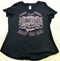 Harley-Davidson Womens Black Graphic Tee Large "Enjoy The Ride" Myrtle B... - $14.25
