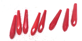 8 Vintage Art Glass Beads Chinese Red Prism Shaped 1 1/4 L x 5/16 Fat Bo... - $12.38