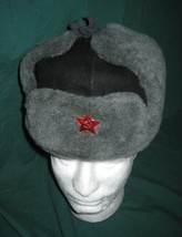 Vintage Soviet Enlisted men&#39;s Winter Ushanka Fur Cap Hat Sz 56 USSR Date... - £51.36 GBP