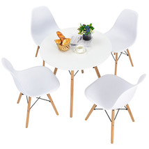 Modern Dining Table Set 5 PCS For 4 Round Dining Room Table Set W/Solid Wood Leg - £344.07 GBP