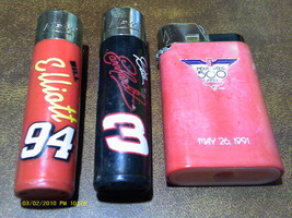 (I9) 3 Old Lighters - Dale Earnhardt, Indy 500, Elliot - £4.44 GBP