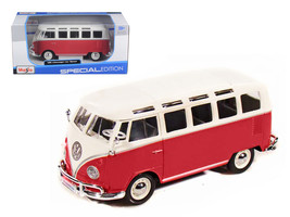 Volkswagen Van Samba Bus Red and White 1/25 Diecast Model by Maisto - £32.64 GBP