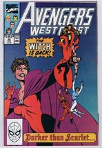 West Coast Avengers 56 ORIGINAL Vintage 1990 Marvel 1st Dark Scarlet Witch Cover - £23.36 GBP