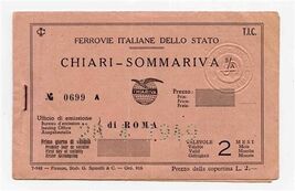 Chiari Sommariva Italian State Railways 1949 Ticket Booklet Punched Embo... - $17.82