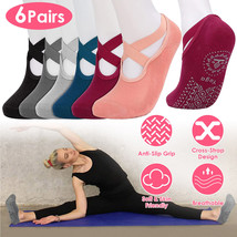 6Packs Women Yoga Socks W/ Straps Non-Slip Grips Walking Soft Dance Yoga... - $26.99