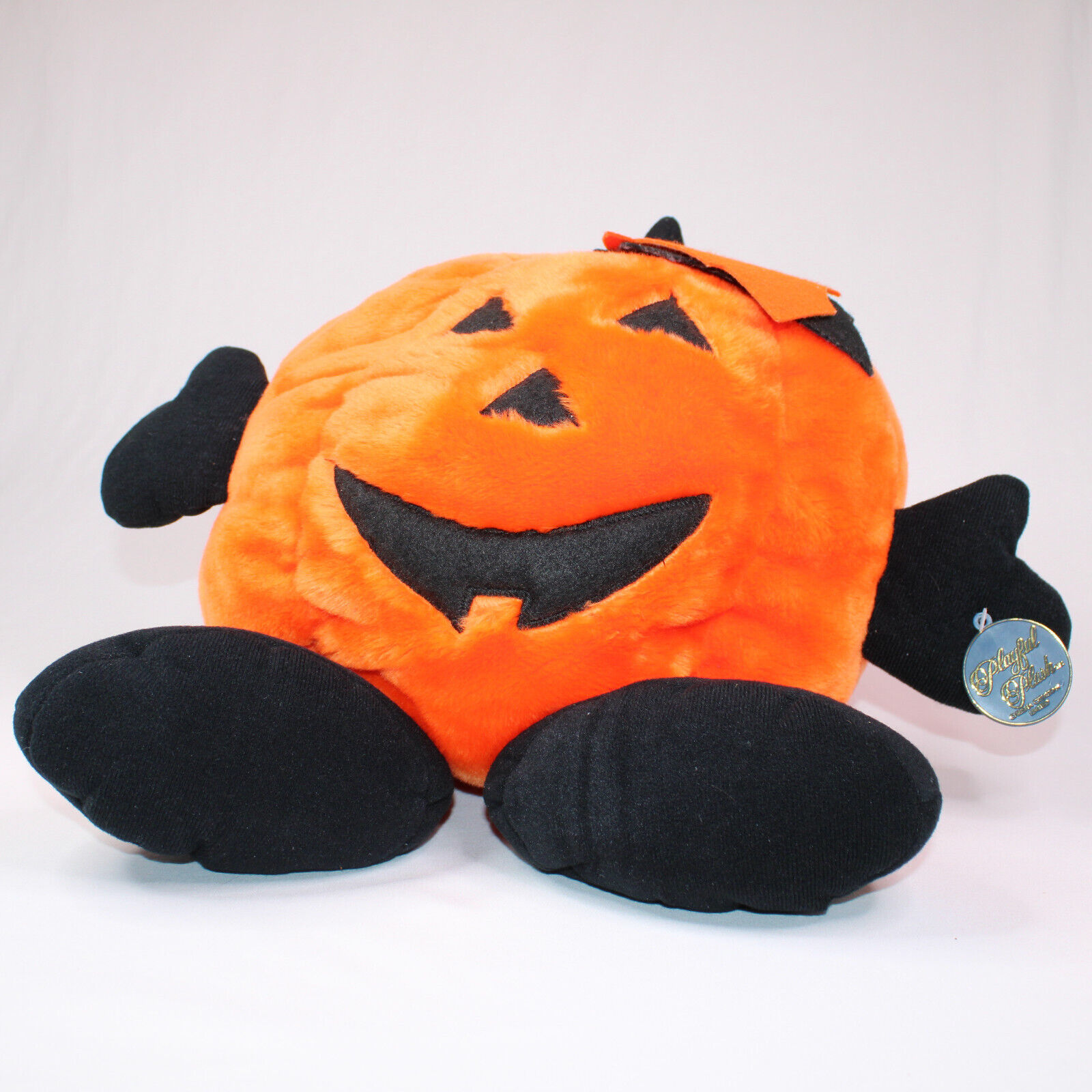 Vintage 1988 Chrisha Playful Pumpkin TOY Plush Limited Halloween Jack O ... - $11.64