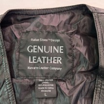 Navarre Leather Company Men's Italian Stone Design Genuine Leather Black Vest L image 3