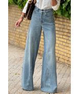 Dusk Blue Acid Wash Extra Wide Leg High Waist Long Jeans - $700.01 MXN